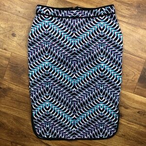 Bisou Bisou Black White Blue Pink Abstract Stretch Straight Skirt